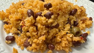 Authentic Puerto Rican Yellow Rice and Beans Recipe  Arroz con Habichuelas Coloradas Boricua [upl. by Edrei]