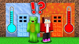 JJ FIRE DOOR vs Mikey ICE DOOR Survival Battle in Minecraft Maizen [upl. by Ordnassela]