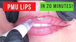 PMU Borderless Lips blush Needle 3SF Permanent makeup aquarelle lips [upl. by Erelia]