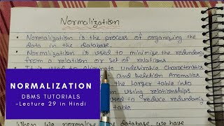 Lec  30  What is Normalization in DBMS in Hindi [upl. by Jueta]