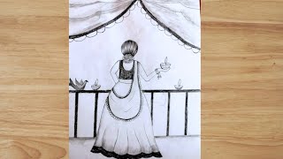 Beautiful Diwali Drawing EasyDiwali Festival Scenery Drawing For Beginners  easy pencil drawing [upl. by Sandler614]