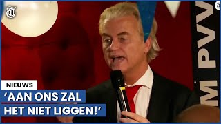 Geert Wilders bij overwinningsspeech ‘Nederland bedankt’ [upl. by Aretahs]