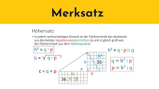 Pythagoras Höhensatz und Kathetensatz [upl. by Notgnillew]