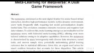 A Blockchain Based Reliable Federated Meta Learning for Metaverse A Dual Game Framework [upl. by Eimile]