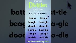 Syllable Division Bootcamp Rule 7  Words Ending in LE More Examples 1 syllabledivision phonics [upl. by Chance]