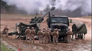 Marines Fire 120mm Mortar amp M777 Howitzer [upl. by Ecnadnac737]