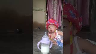 Cute baby choosing milk packet  short shortvideo baby cute [upl. by Papotto]