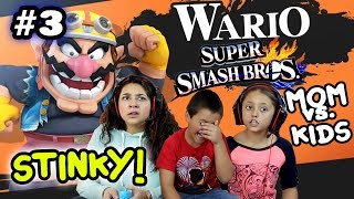 MOM vs KIDS  Super Smash Bros 4 Wii U  SO STINKY w Wario Foe Battle Part 3 FACE CAM [upl. by Noied]