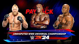 Mike Tyson vs Brock Lesnar vs Bobby Lashley  Triple Threat Match  WWE 2K24 [upl. by Eanerb]