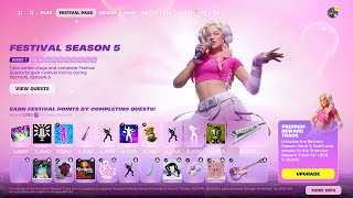 All Fortnite x Karol G Pass Rewards Showcase Season 5 Festival Pass [upl. by Lough880]