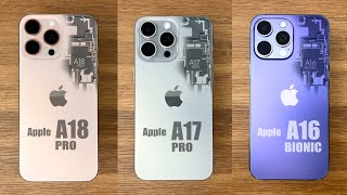 iPhone 16 Pro vs 15 Pro vs 14 Pro SPEED Test  A18 Pro vs A17 Pro vs A16 Bionic [upl. by Deyas]