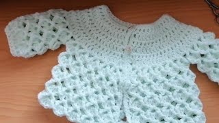 Pretty shells crochet baby cardigan by Crochet Nuts [upl. by Ahsinnek]