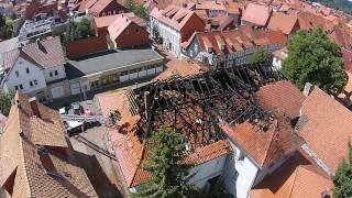 2 Video Löscharbeiten Kinobrand Luftaufnahmen Feuerwehr Osterode [upl. by Imorej403]