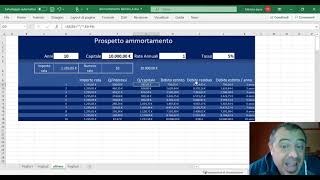 Excel Lezione 27 ammortamento alla francese con tabella dinamica parte1 [upl. by Rab832]