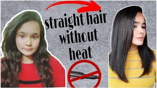 STRAIGHT HAIR WITHOUT HEAT NO STRAIGHTENER NO CHEMICAL 100 NATURAL PROCESS  AAYUSHI KALHER [upl. by Ahsinet118]