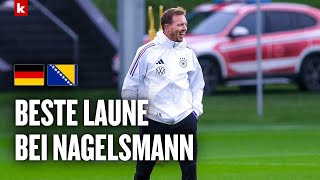 Nagelsmann sorgt auf PK für Lacher quotWir hatten hier mal einen Wechselfehlerquot  DFBElf [upl. by Atteuqcaj]