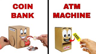 How to Make Mini ATM Machine amp Coin Bank From Cardboard [upl. by Leveridge]