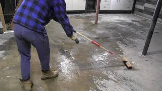 Concrete Floor Resurfacing Part 1 Sakrete Flow Coat Skim Coat Application [upl. by Sirotek]