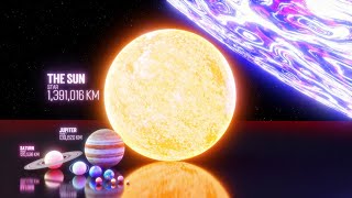 Solar System Size Comparison 4K Universe Size Comparison 3D Stars Real Scale Size [upl. by Rehctelf474]