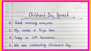 10 Lines On Childrens Day Speech In English  Short Speech On Childrens Day [upl. by Ecinad144]