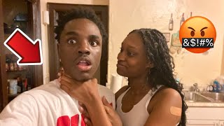 FLINCHING AT MY GIRLFRIEND PRANK TO SEE HOW SHE REACTS 🤬…backfires [upl. by Etsirhc]