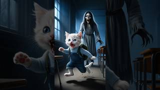 Cat meets ghost at school Adorable story aicat catlover kitten [upl. by Nedah851]