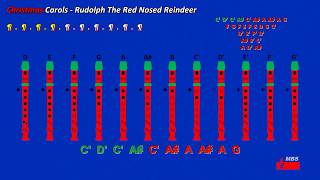 Rudolph The Red Nosed Reindeer Recorder Notes Tutorial Christmas Carols [upl. by Adlee]