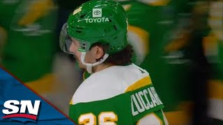 Wilds Mats Zuccarello Falls To Ice Before Firing Puck Into Goal From His Knees [upl. by Featherstone]