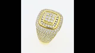 Round Edge Diamond Layered Square Ring 14kt Yellow Gold [upl. by Hadihsar]