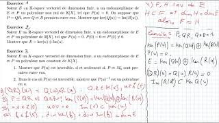 Exercices sur les polynômes dendomorphisme [upl. by Enirehs470]