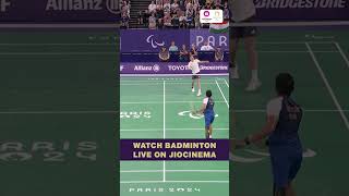 Nitesh Kumar delivers backtoback smashes in the Badminton finals Paralympics Badminton JioCinema [upl. by Finnie885]