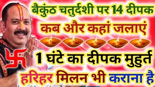 बैकुंठ चतुर्दशी पर 14 दीपक कहां जलाएं  हरिहर मिलन कब करें  baikunth chaturdashi pradeep mishra [upl. by Alfred]