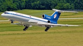 FullHD Last Flight Belavia Tupolev 154 landing amp takeoff at GenevaGVALSGG [upl. by Allerie663]