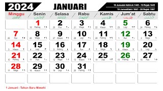 KALENDER TAHUN 2024 LENGKAP DENGAN LIBUR NASIONAL [upl. by Arama627]