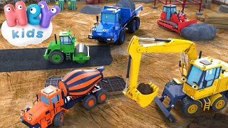 Construction Vehicles Song for Kids 🚛 Excavator Bulldozer amp Other Trucks for children  HeyKids [upl. by Henebry]