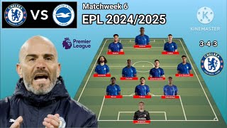 Chelsea vs Brighton  Potential Line Up Chelsea Matchweek 6 Premier League Season 20242025 [upl. by Yahc]