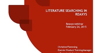 Literature Searching in Reaxys [upl. by Katheryn]