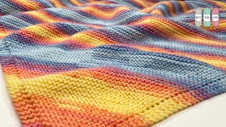 How to Knit a Diagonal Garter Stitch Baby Blanket  Rectangle or Square [upl. by Ydnamron694]