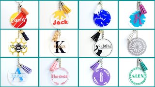 How to make Acrylic Keychains with a Cricut  12 Different Design Ideas [upl. by Aicenet]