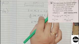 The main scale of a vernier callipers has n divisionscm n divisions of the vernier scale coincide [upl. by Herbert]