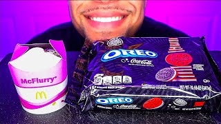 ASMR MCDONALDS MINI OREO MCFLURRY COCACOLA COOKIES POPPING CANDY EATING SOUNDS MUKBANG [upl. by Teryl]