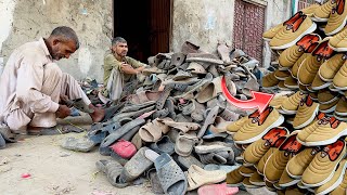 How Plastic Shoes are Recycled to Make New Shoes  Recycling old plastic shoes [upl. by Llevad]