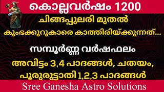 കൊല്ലവർഷം 1200 പുതുവർഷഫലം കുംഭക്കൂറ്  അവിട്ടം 34 പാദങ്ങൾ ചതയം പൂരുരുട്ടാതി 123 പാദങ്ങൾ [upl. by Neehsuan466]