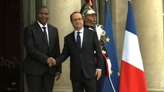 Le président centrafricain Touadéra en visite à Paris [upl. by Higinbotham]