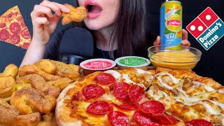 ASMR DOMINO’S PIZZA MUKBANG  EATING PEPPERONI  CHICKEN RANCH shorts [upl. by Nosyaj]