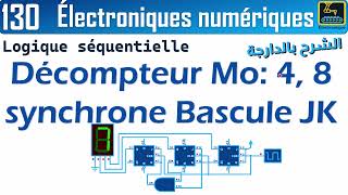 130 Décompteur synchrone Modulo 4 et 8 synchrone Bascule JK [upl. by Jenne]