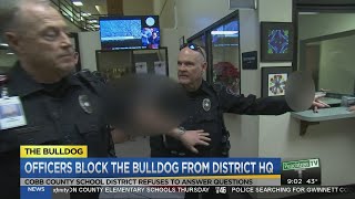 Officers block CBS46 from Cobb Co School District Office [upl. by Ad]