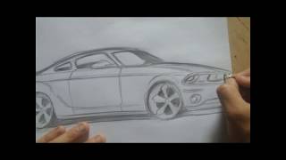 Mustang Car drawing  try to draw now [upl. by Anderson]