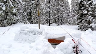 Winter Camping In Snow Shelter During A Storm [upl. by Mannos]