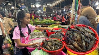 Market show  Chef pich buy big river shrimp for cooking with 2 recipes  Cooking with Sreypich [upl. by Leary]